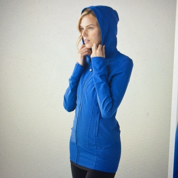Lululemon Daily Practice Jacket Hood Sapphire Blue Size 4 Thumbholes Zip Pockets - Picture 14 of 14